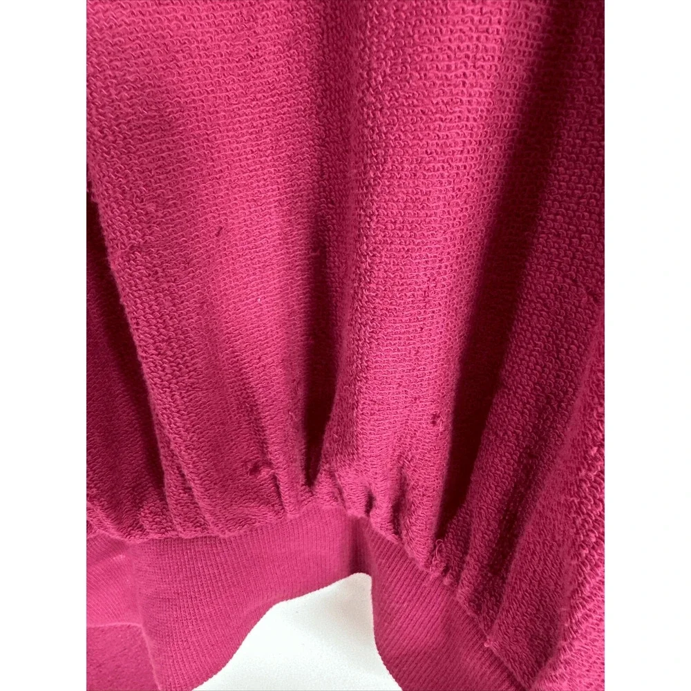 Free People Puff Sleeve Terry cloth‎ Magenta Long Sleeve Top Woman’s Medium
